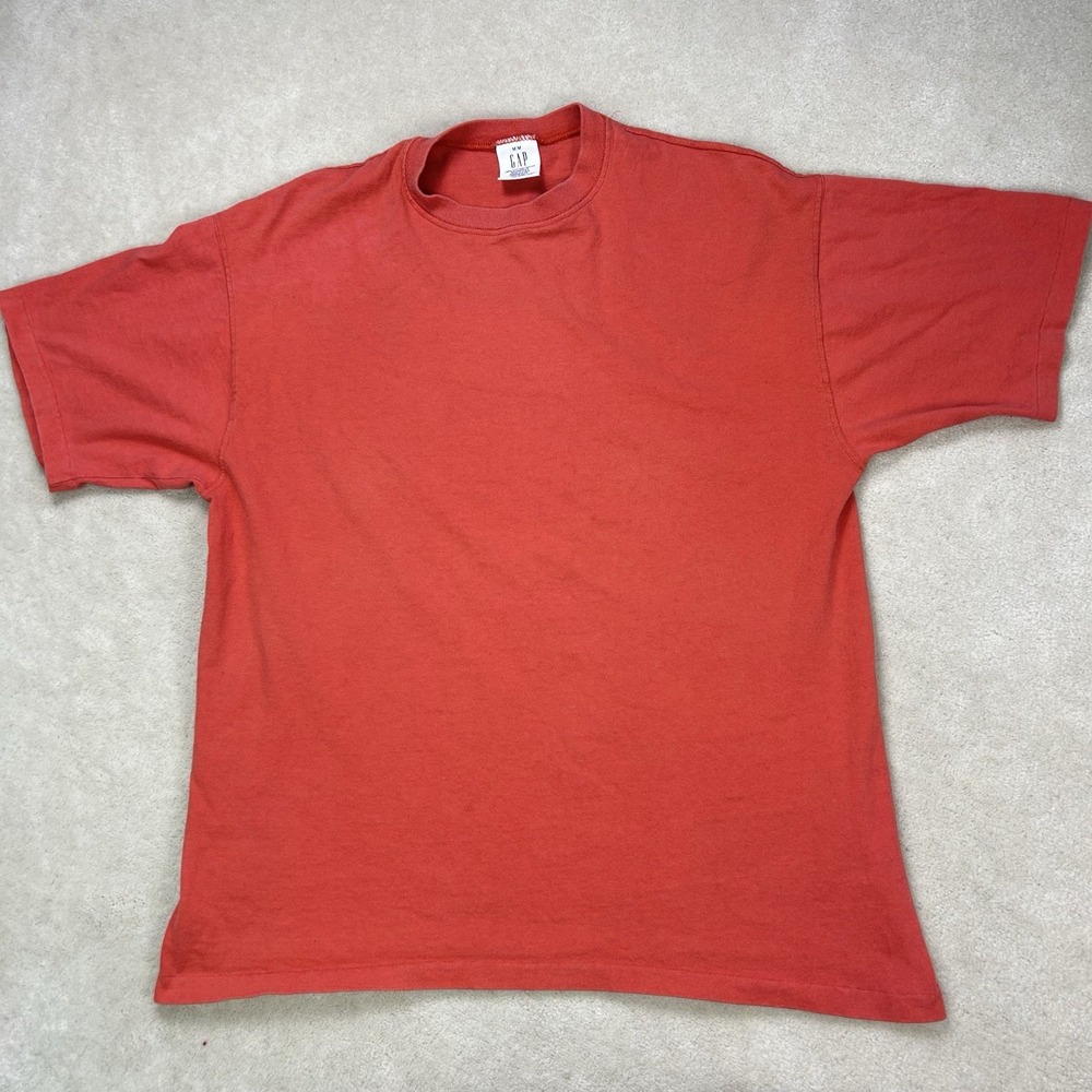 Vintage 90s Gap Tshirt Mens Medium Red Orange Single Stitch USA Made